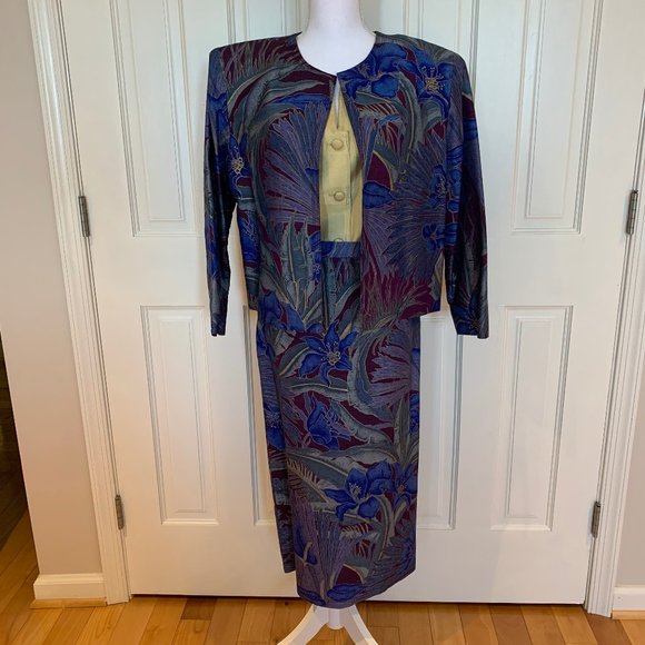 Couture 3 piece Silk Blouse & Skirt Set w/Blazer - Picture 4 of 11